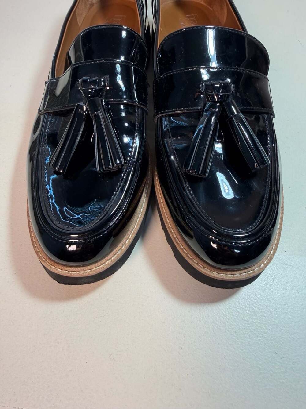 Franco Sarto Black Patent Tassel Platform Loafers Size 11M - Picture 4 of 8